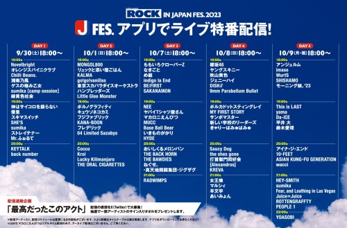 ROCK IN JAPAN FES. – ROCK IN JAPAN FESTIVAL 2023 Special Program Distribution DAY-1~5 [MP4 / WEB]