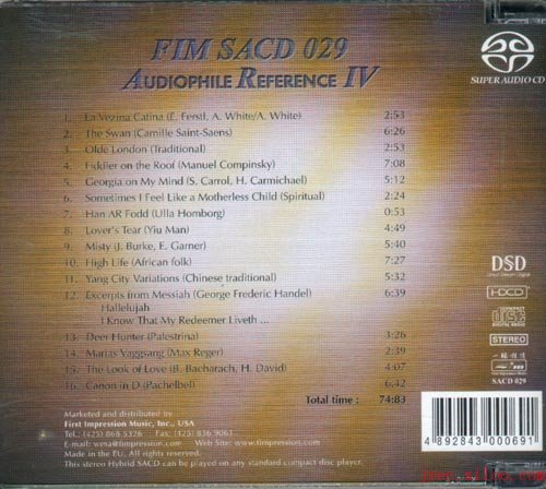 一听钟情 监听天碟四 - FIMSACD 029 - FIM SACD Audiophile Reference IV [SACD ISO]