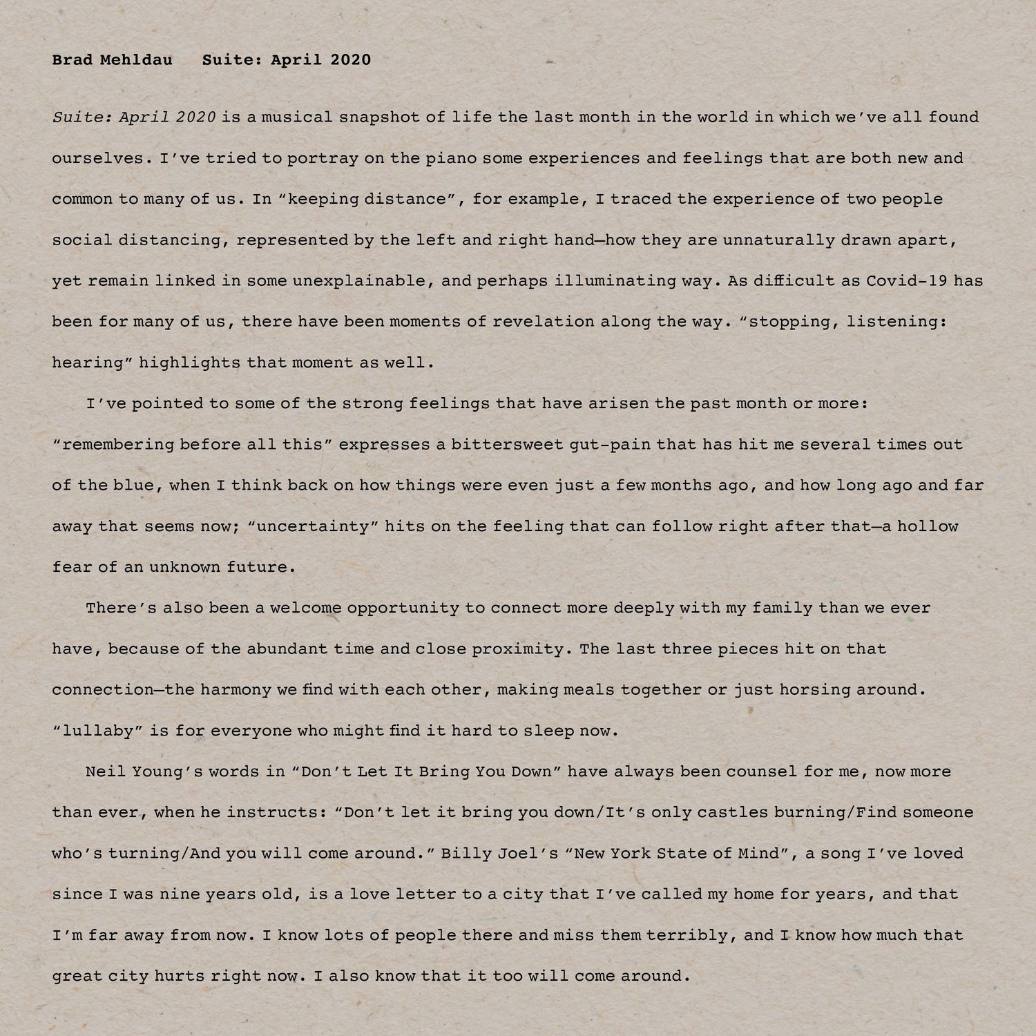 Brad Mehldau – Suite: April 2020 (2020) [FLAC 24bit/96kHz]